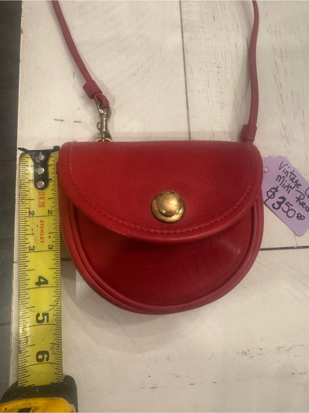 Vintage Coach Belt Bag Crossbody Shoulder Fanny Pack Pouch Red Leather Push Lock - Picture 2 of 10